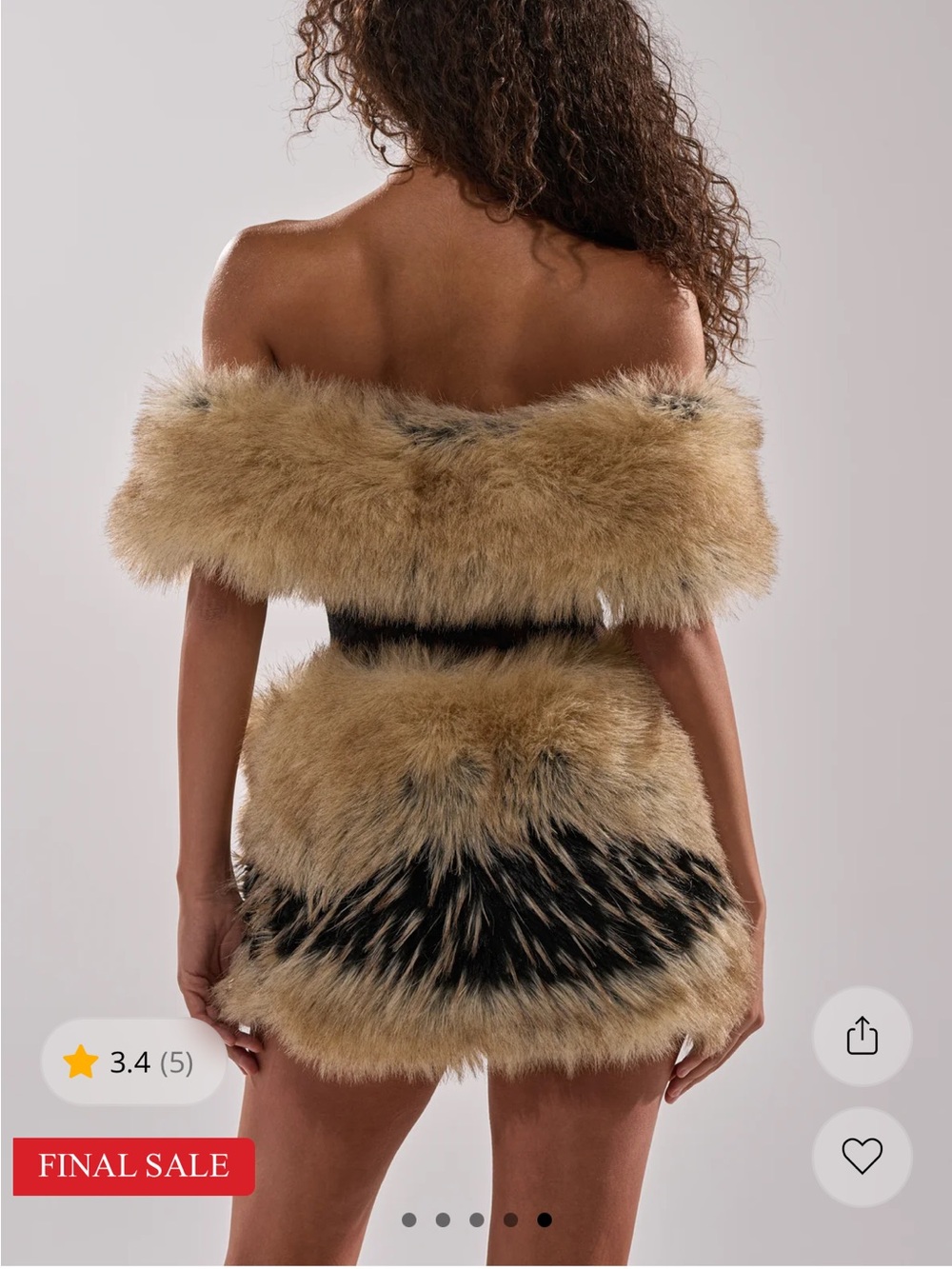 AKIRA Tan & Black Faux Fur Lace Mini Dress - Picture 13 of 16